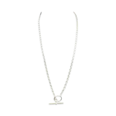 Hermes Chaine d'Ancre Enchainee Long Necklace "Silver"
