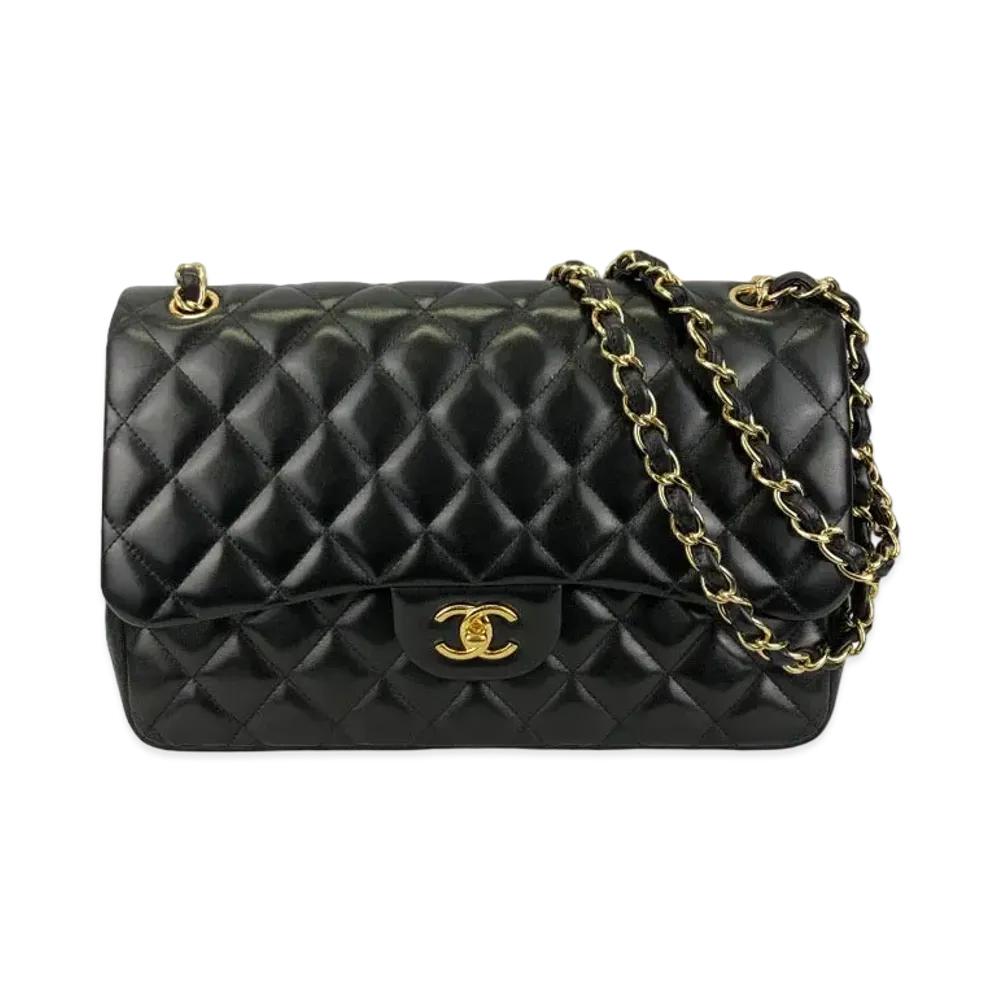 CHANEL Deca Matelasse Classic Double Flap Lambskin "Black/Gold"
