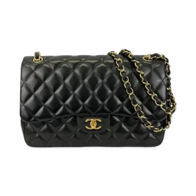 CHANEL Deca Matelasse Classic Double Flap Lambskin "Black/Gold"