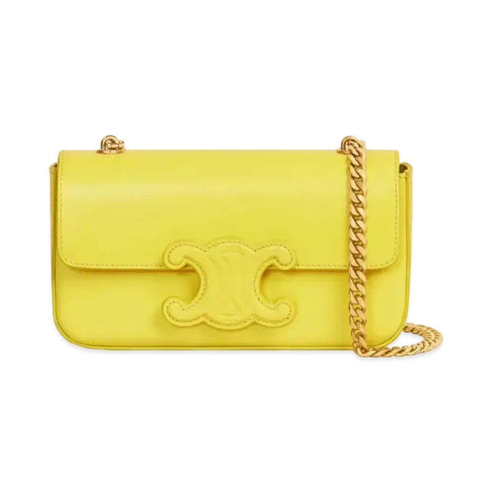 CELINE Chain Shoulder Bag Cuir Triomphe In Shiny Calfskin "Anis"