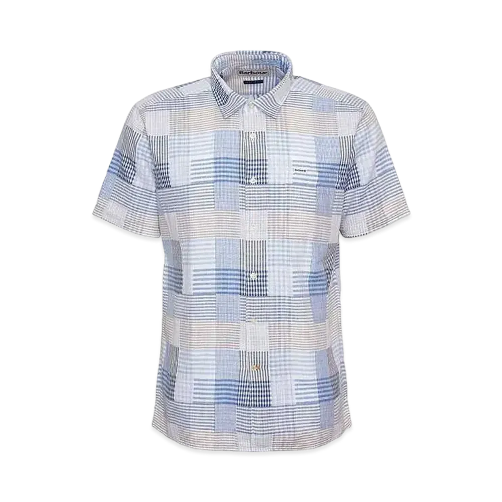 Barbour Oakshore Gingham Check Short Sleeve Shirt (Regular Fit) "Light Blue"