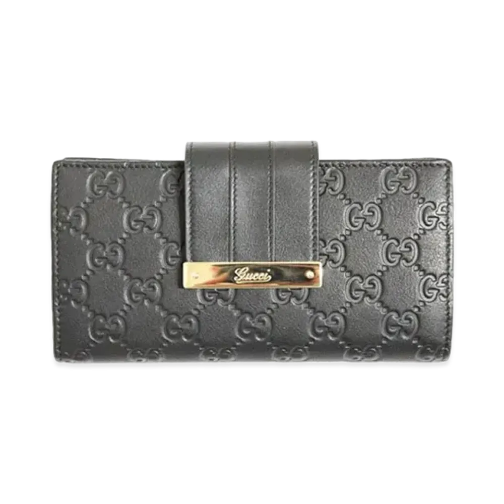 GUCCI Strap Long Wallet Guccisima "Black"