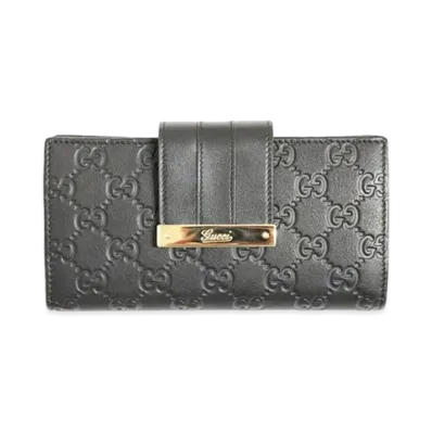 GUCCI Strap Long Wallet Guccisima "Black"