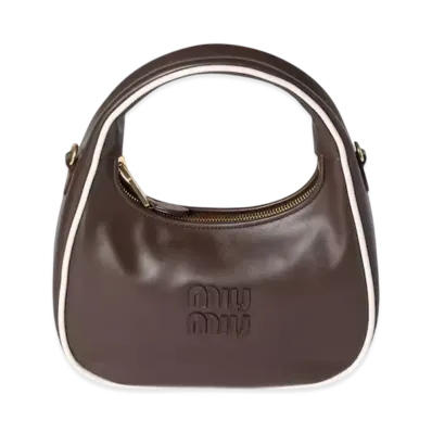 MIUMIU Wander Leather Bag "Brown/White"