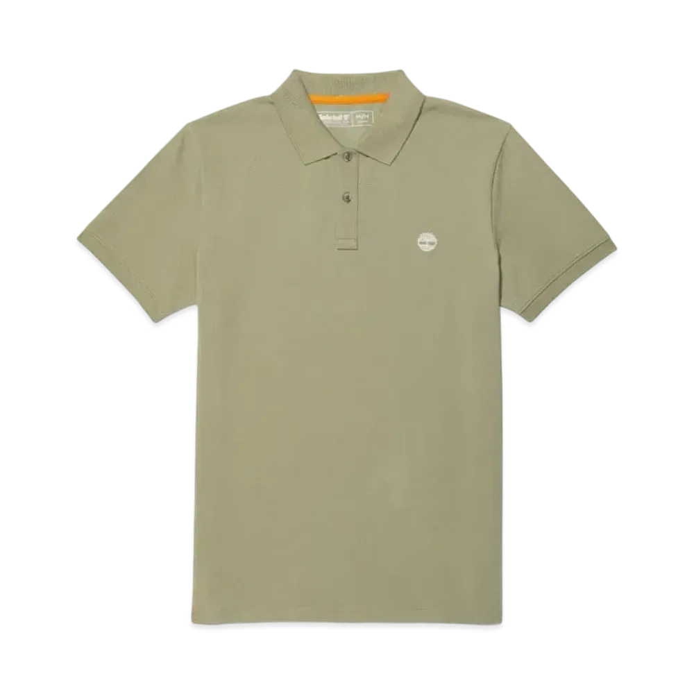 Timberland Men's Short Sleeve Oyster River Logo Polo Shirt "Castle Earth"