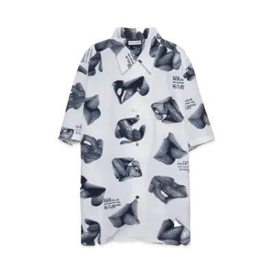 PRESTIGE APPAREL OPEN COLLAR PRINT SHIRTS "WHITE"