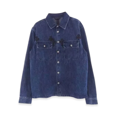 Chrome Hearts Work Dog Cross Patch Denim Shirt Jacket "Indigo"
