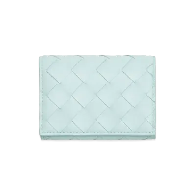 Bottega Veneta Bifold Card Case "Teal Washed"
