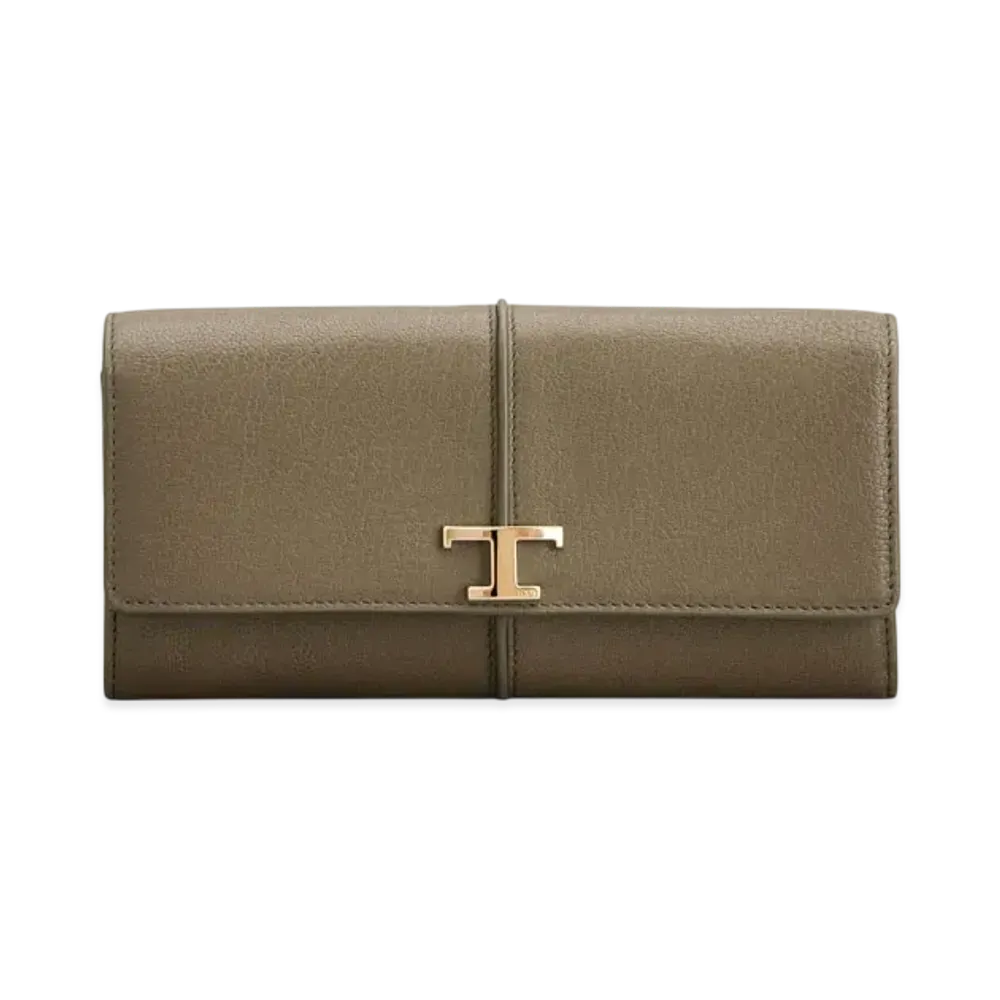 TOD'S T Timeless Wallet in Leather "Green"