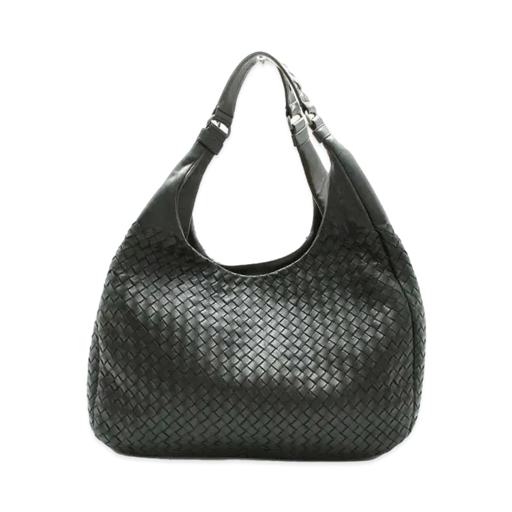 Bottega Veneta Campana Intrecciato leather shoulder Bag "Black"