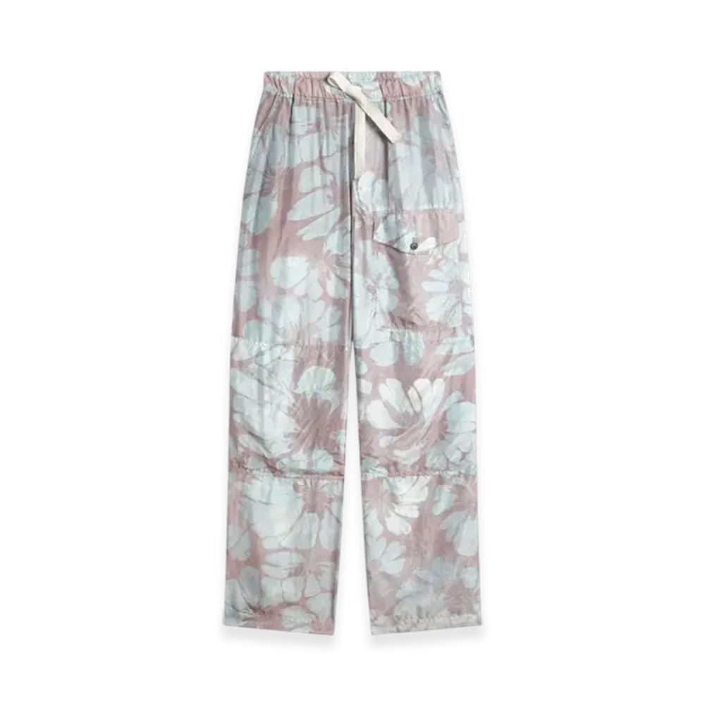 DRIES VAN NOTEN Silk Drawstring Pants "Pale Blue"