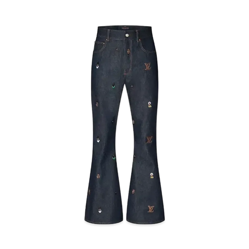 Louis Vuitton Embroidered Bootcut Denim Pants "Indigo"
