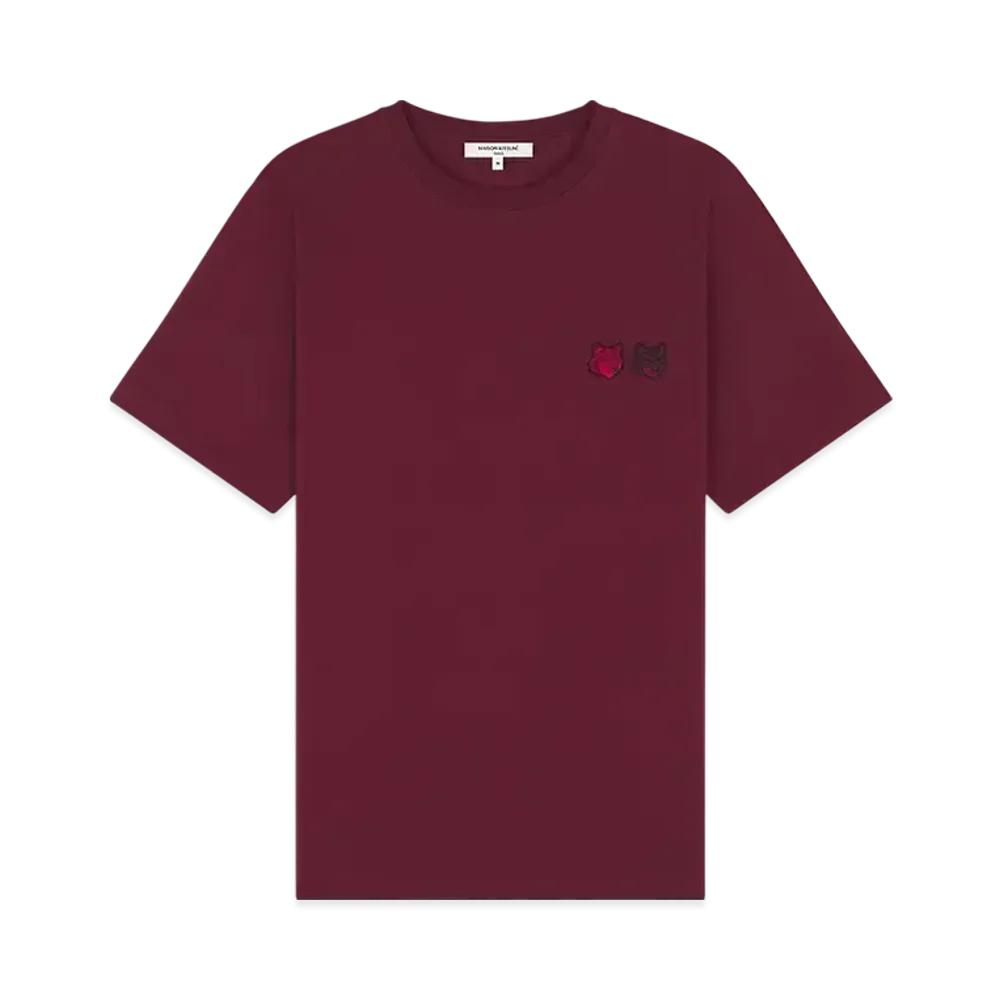 Maison Kitsune Double Bold Fox Head Patch Comfort T-Shirt "Burgundy"