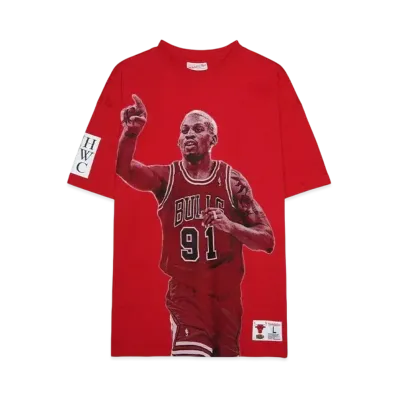 Mitchell&Ness NBA ULTIMATE PLAYER TEE VINTAGE LOGO BULLS DENNIS RODMAN "SCARLET"