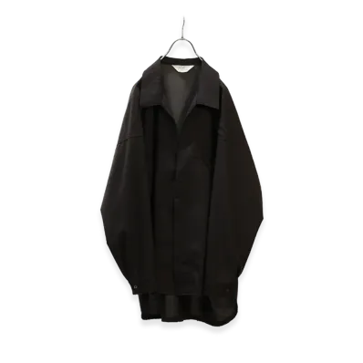 ANCELLM Wash Wool Long Shirt "Brown"