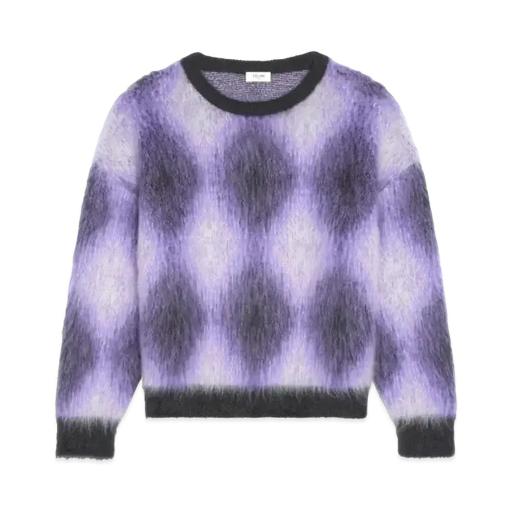 CELINE Cropped Boxy Sweater In Brushed Mohair "Purple"