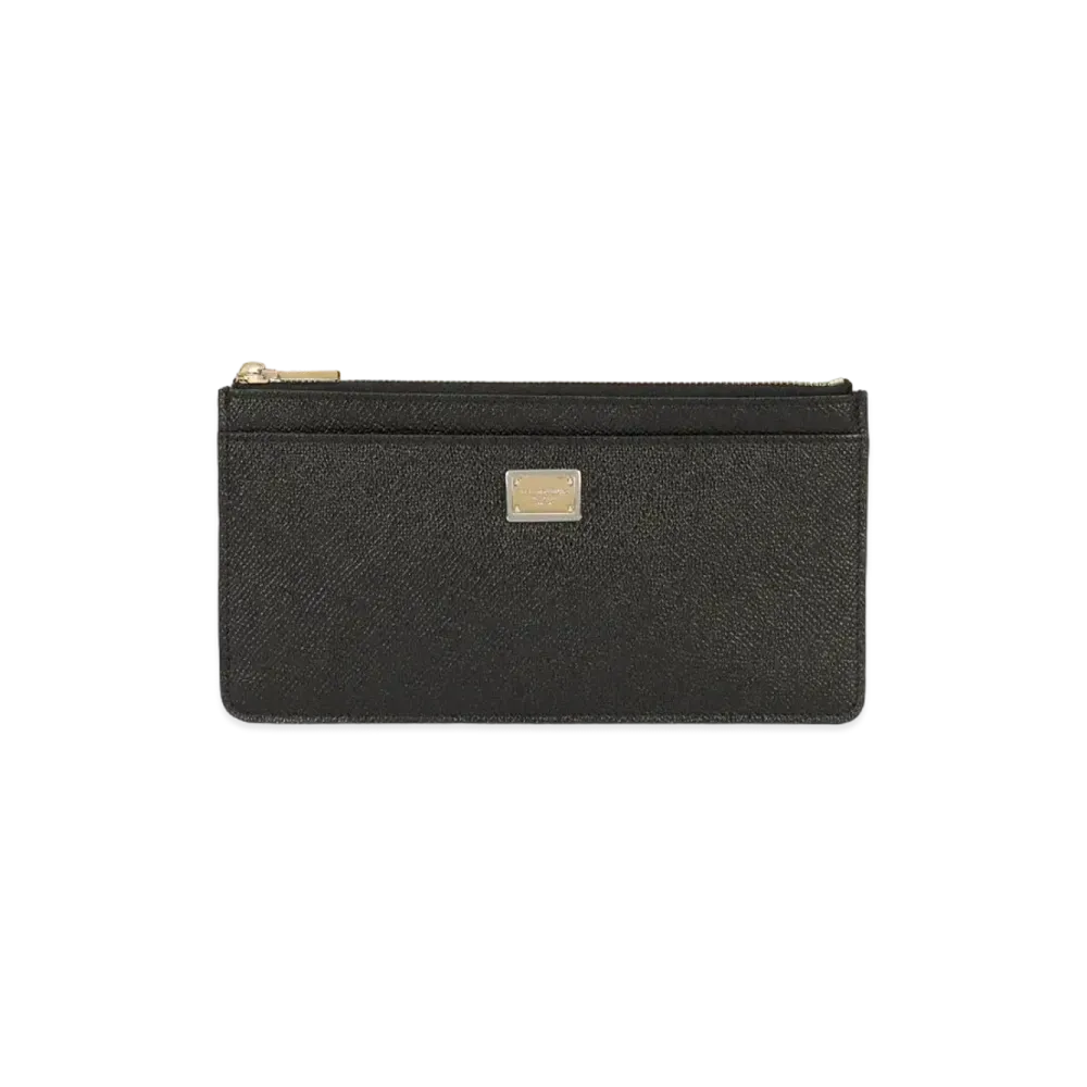 Dolce&Gabbana Credit Card Holder Large Dauphine Calfskin Plate "Black"