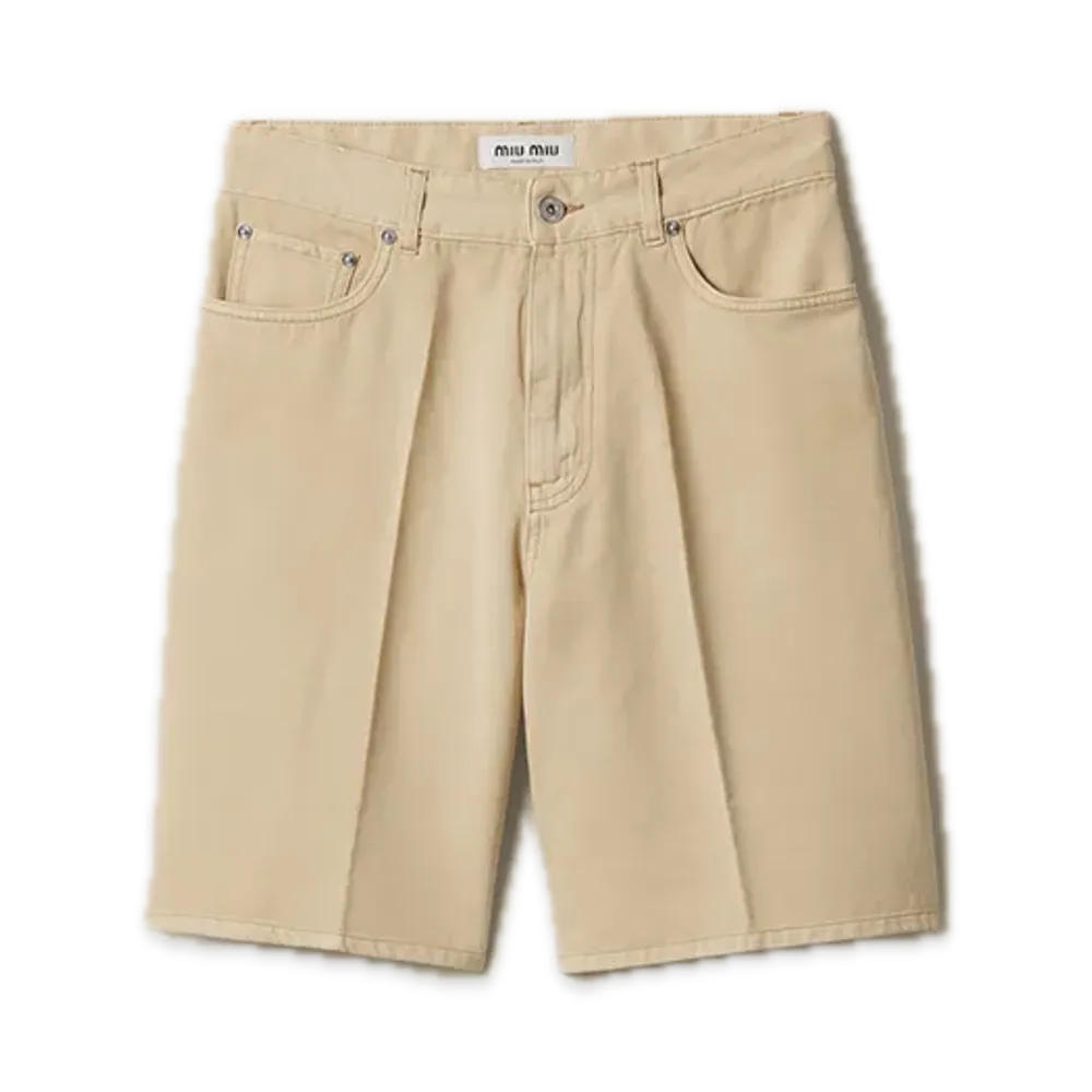 MIU MIU Light Denim Bermuda Pants "Beige"