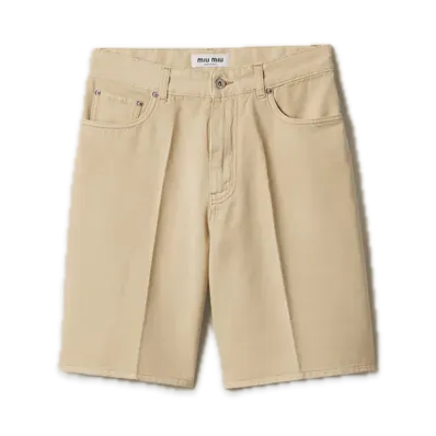 MIU MIU Light Denim Bermuda Pants "Beige"