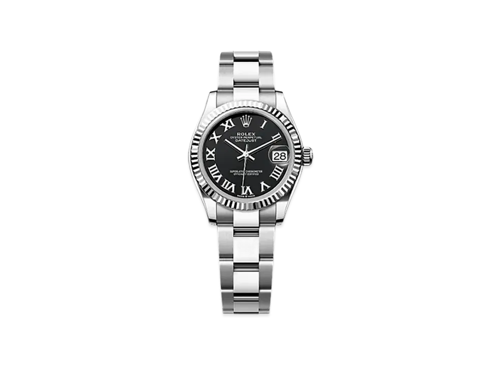 ROLEX Datejust 31mm Oystersteel & White Gold 278274 "Bright Black"