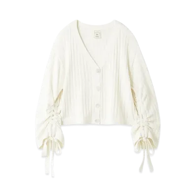 GELATO PIQUE Ribbed Cardigan "Off White"