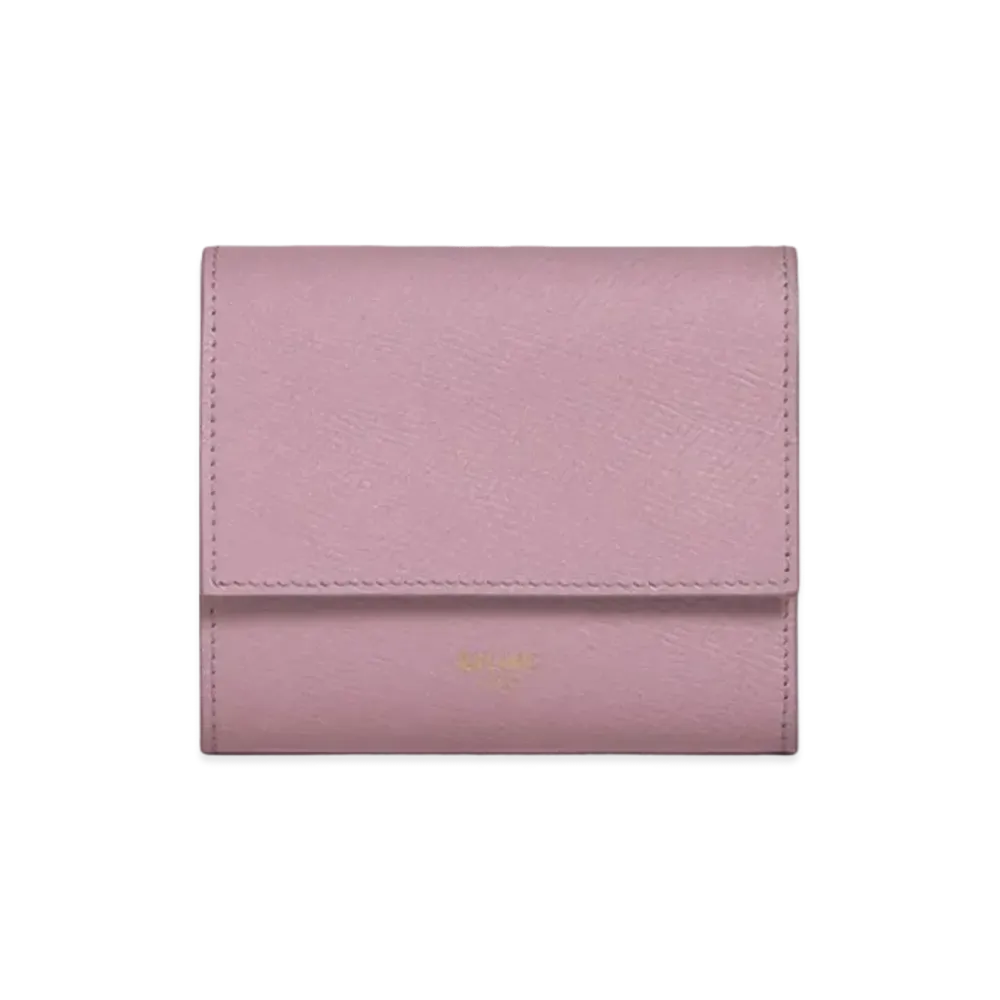 CELINE Small Trifold Wallet In Grained Calfskin "Rose Quartz"