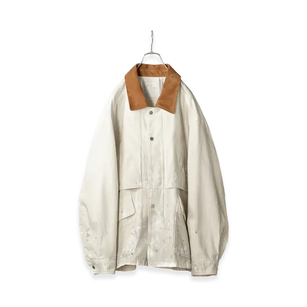 ANCELLM Aging Denim Half Jacket "White"