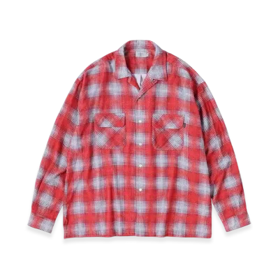 SEDAN ALL-PURPOSE Printed Plaid Flannel Open Collar Shirt "Brick"