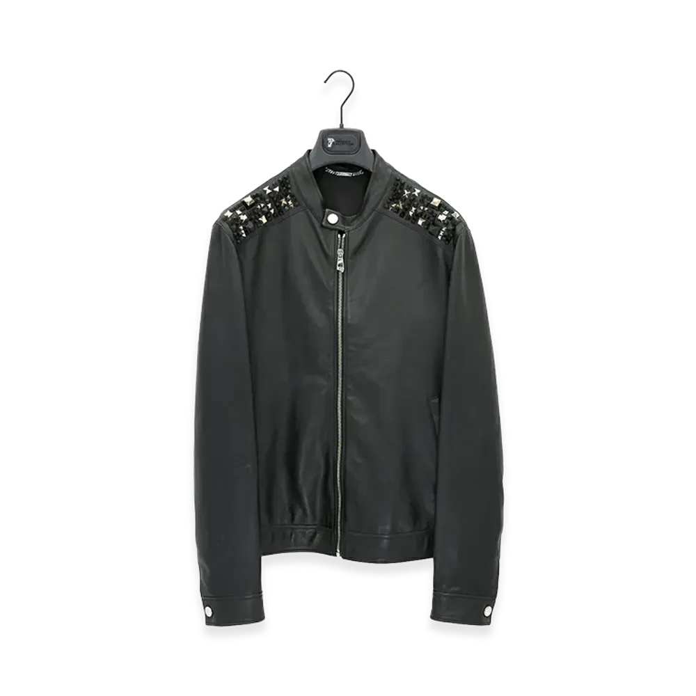 Versace Studded Leather Riders Jacket "Nero"