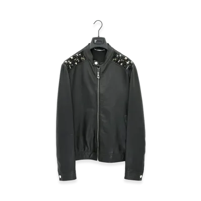 Versace Studded Leather Riders Jacket "Nero"