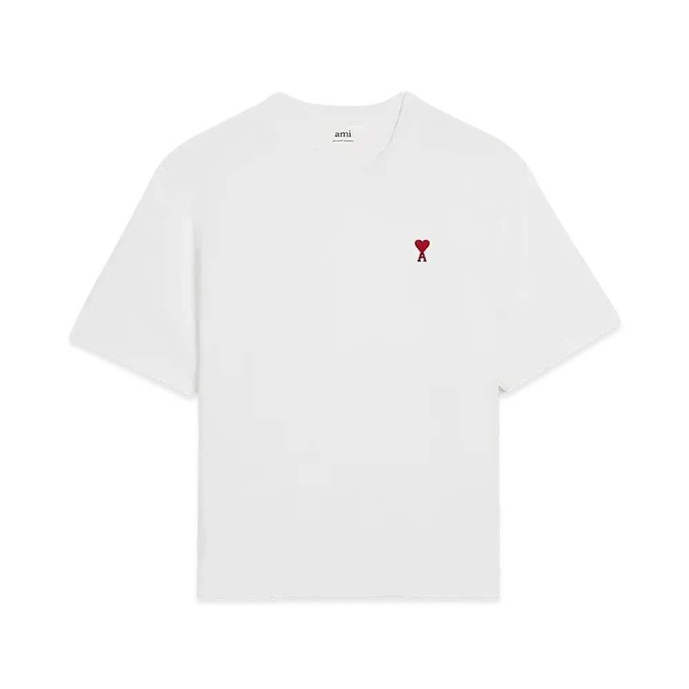 AMI PARIS Organic Cotton Heavy Jersey AMI DE COEUR Boxy Fit T-shirt "White"