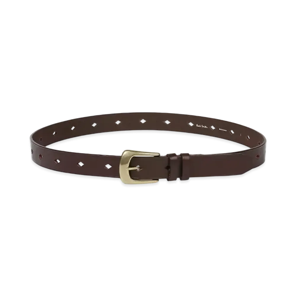 Paul Smith Diamond Hole Leather Belt "DarkBrown"