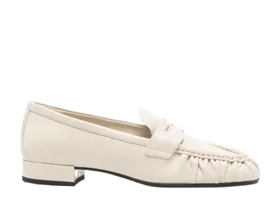 PRADA Women's Ivory Leather Loafers "White"