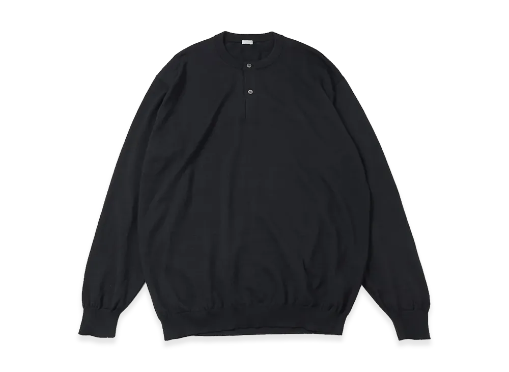 A.PRESSE Wool Knit Henley Neck Sweater "Black"