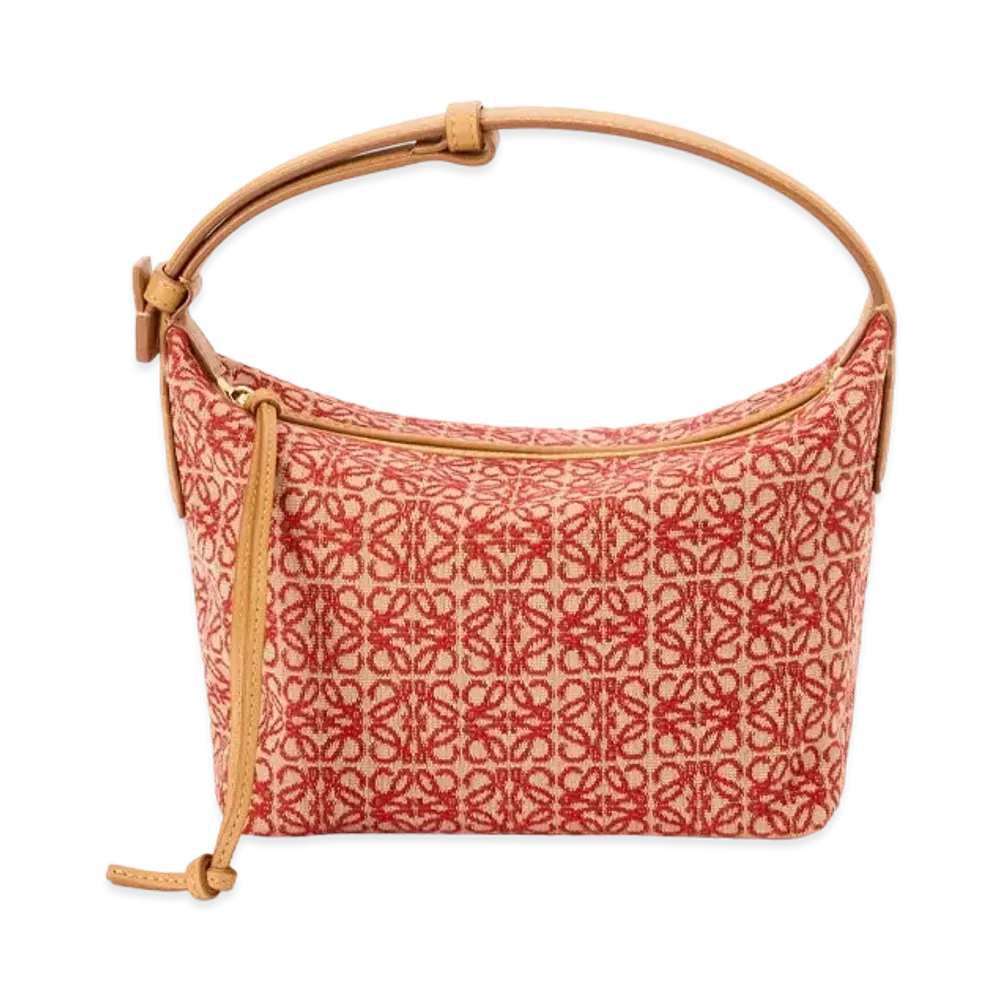 LOEWE Small Cubi Bag In Anagram Jacquard And Calfskin "Red/Warm Desert"