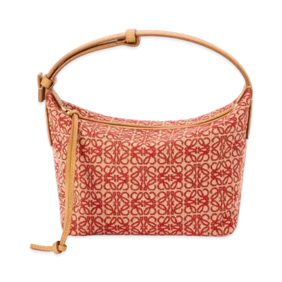 LOEWE Small Cubi Bag In Anagram Jacquard And Calfskin "Red/Warm Desert"