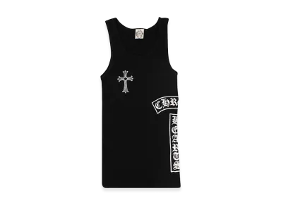 Chrome Hearts Ribbed Swarovski Crystal Side Logo Tank Top "Black"