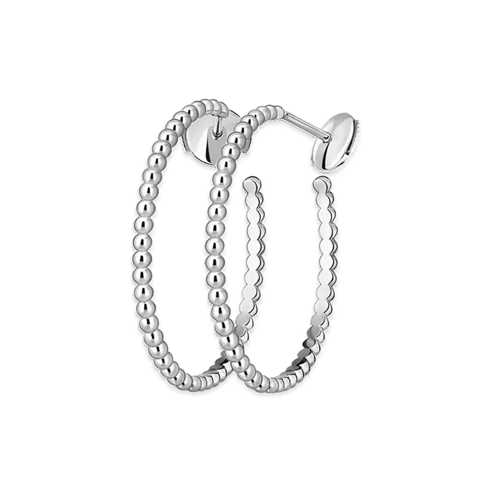 Van Cleef & Arpels Perlee gold pearls hoop earrings small model "18K White gold"