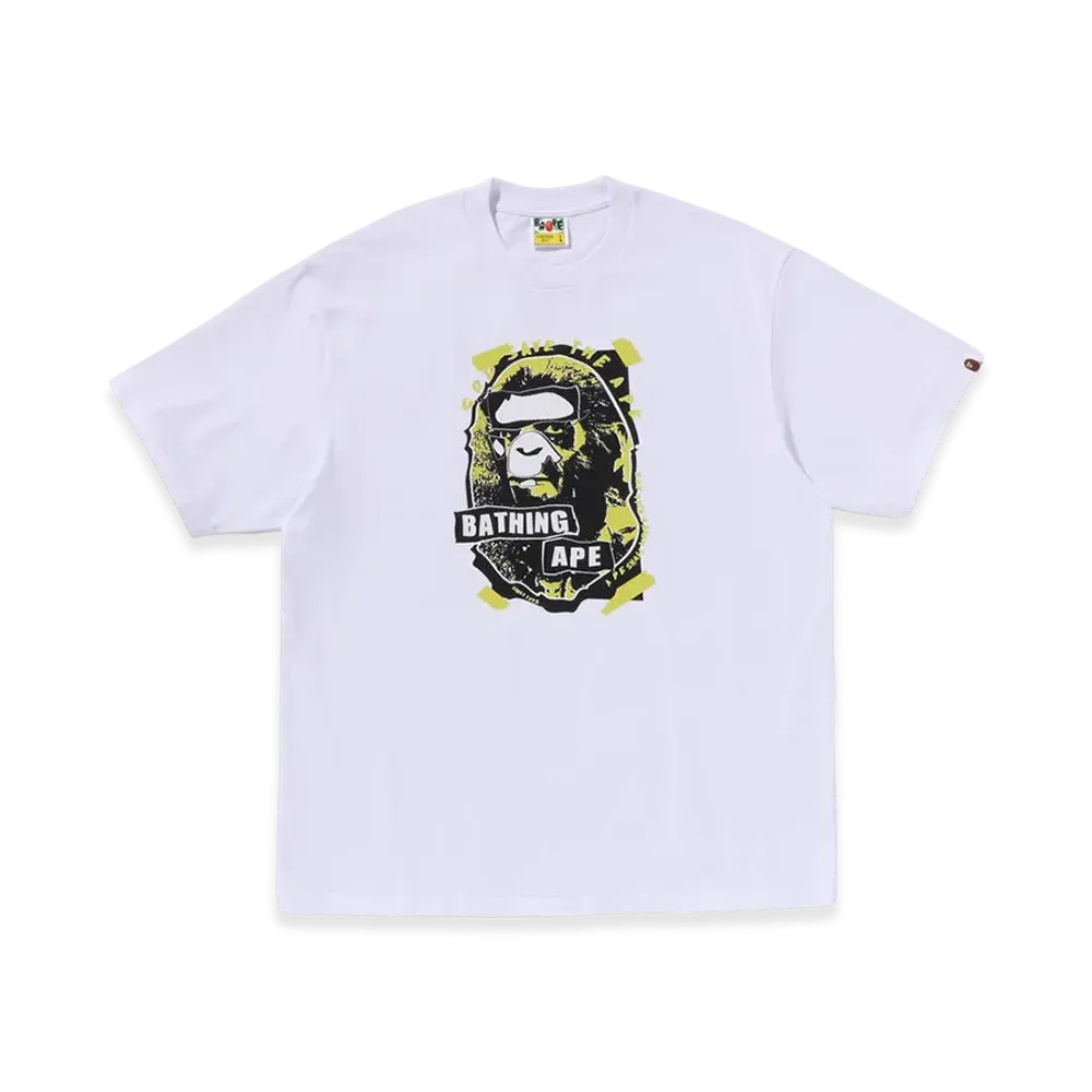 A BATHING APE Graffiti Ape Head Relaxed Fit Tee "White"