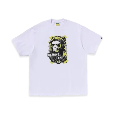 A BATHING APE Graffiti Ape Head Relaxed Fit Tee "White"