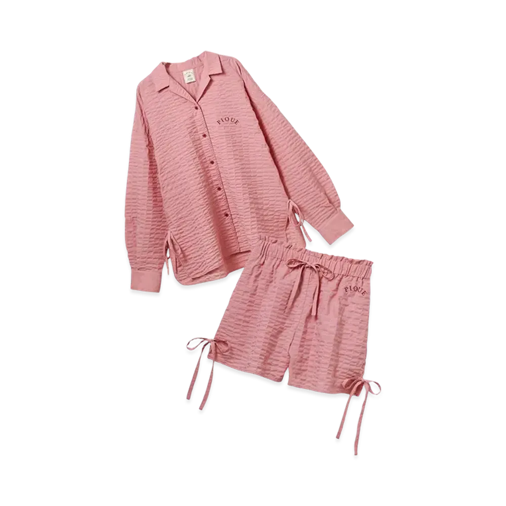 GELATO PIQUE Ribbon Shirt & Shorts Set "Pink"