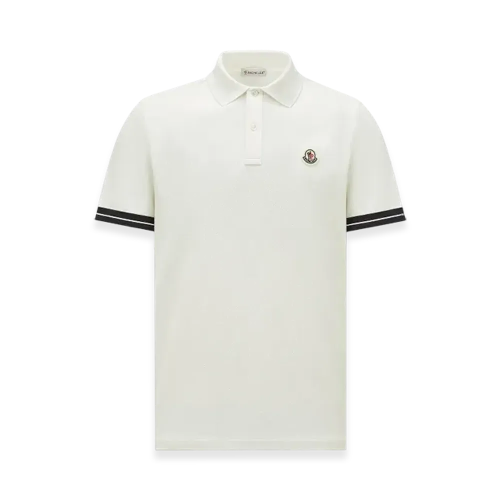 MONCLER Logo Cotton Piquet Polo Shirt "White"