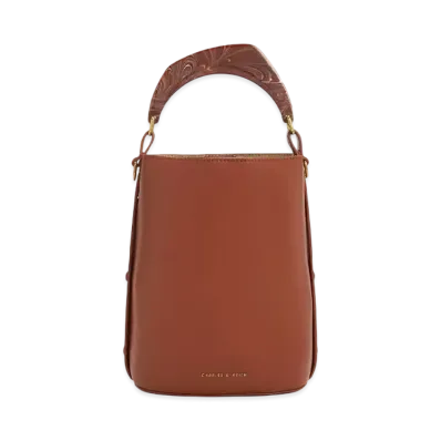 CHARLES & KEITH Merlin Acrylic Handle Bucket Bag "Mocha"