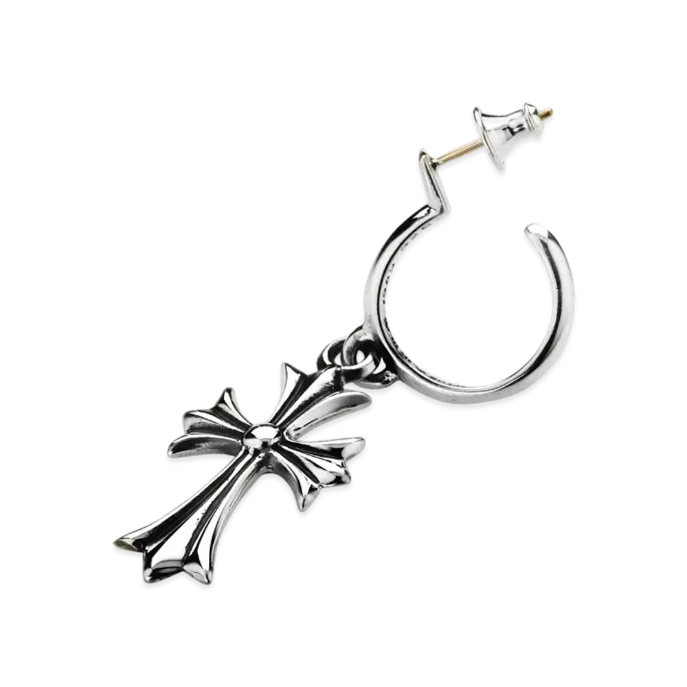 Chrome Hearts Tiny CH Cross Hoop Earrings "Silver"