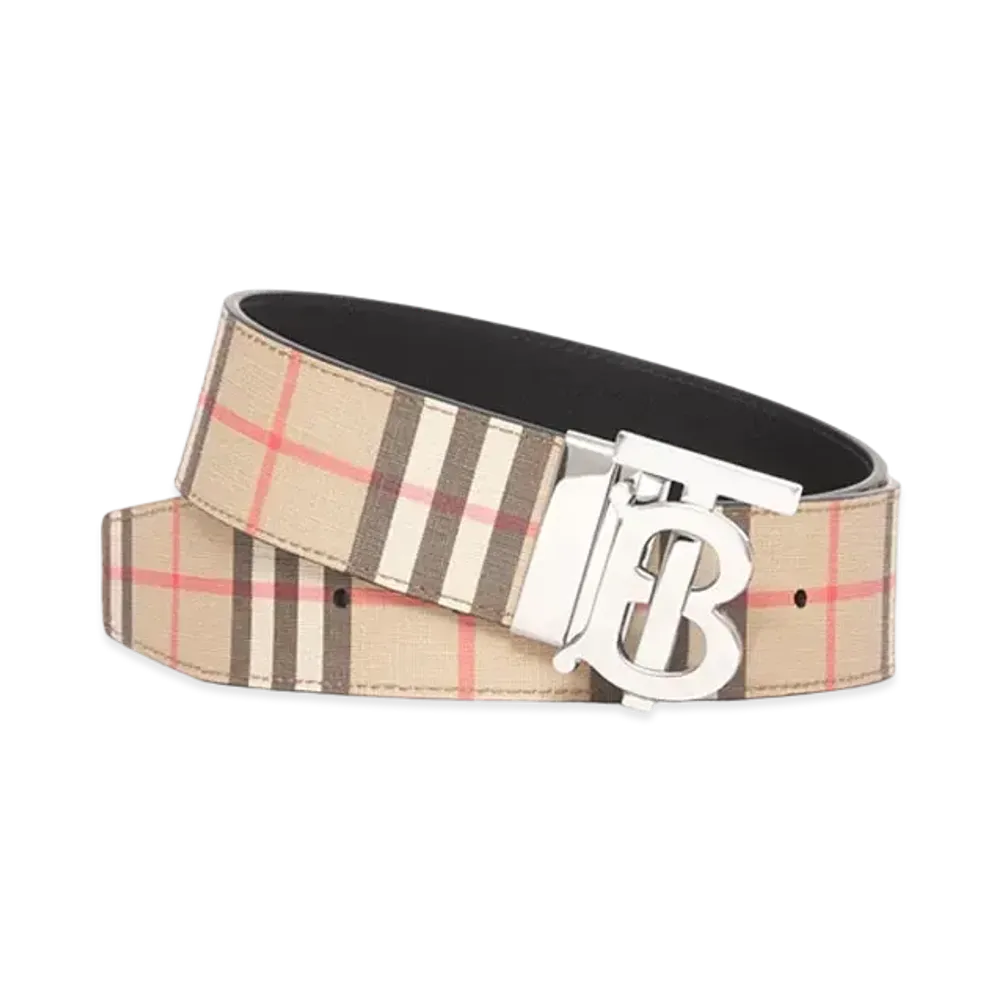 Burberry Reversible Monogram Motif Vintage Check Belt "Archive Beige/Black"