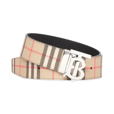 Burberry Reversible Monogram Motif Vintage Check Belt "Archive Beige/Black"