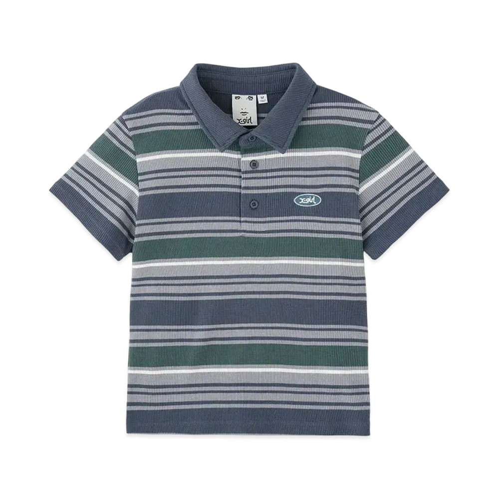 X-Girl Striped Baby Polo Top "Navy"