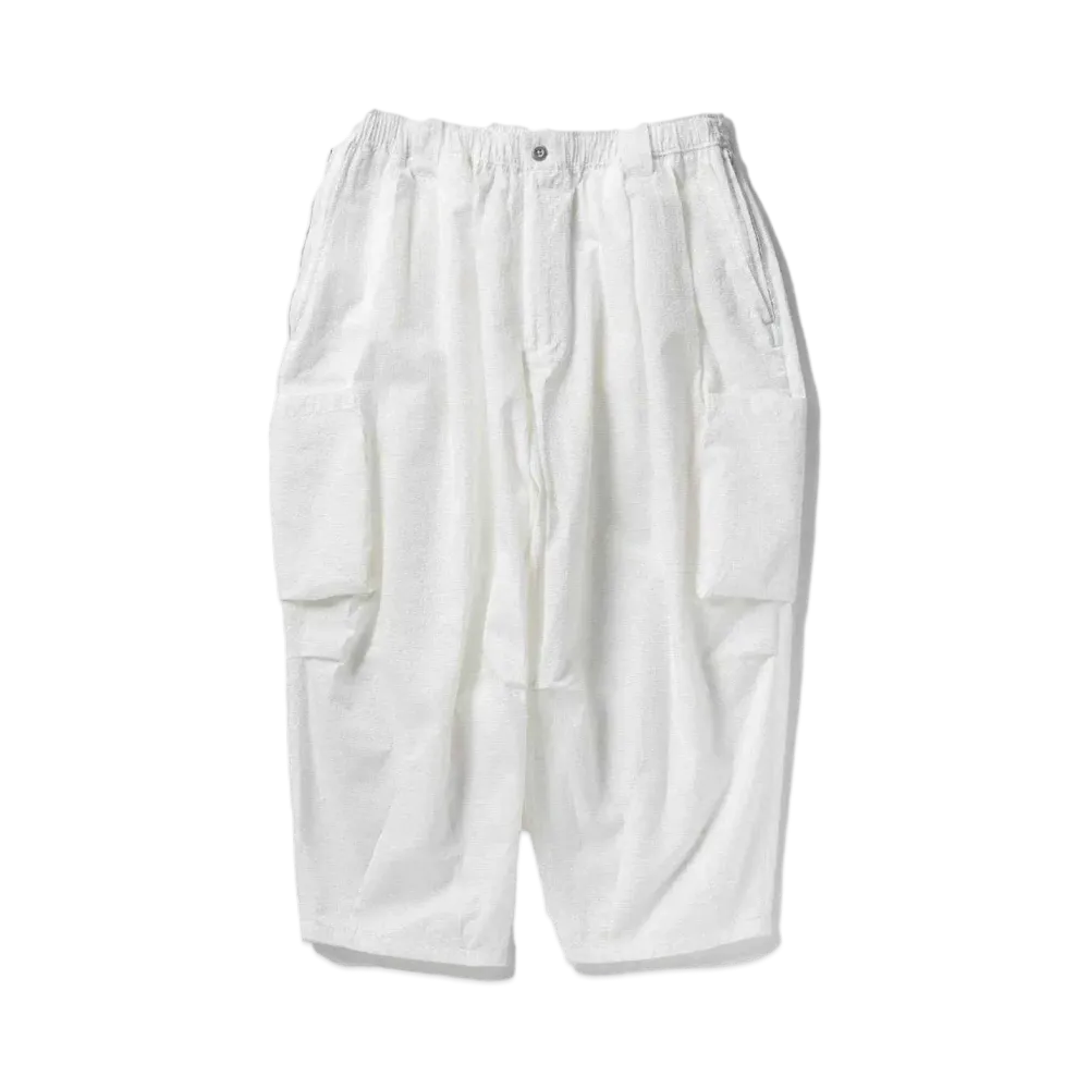 TIGHTBOOTH Seersucker Cropped Cargo Pants "White"