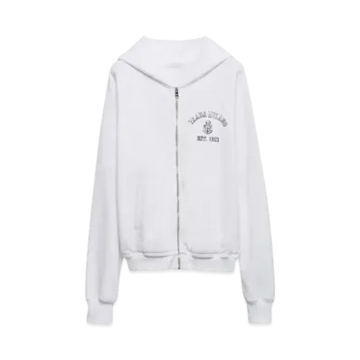 PRADA Men's Cotton Fleece Hoodie "White/Navy"