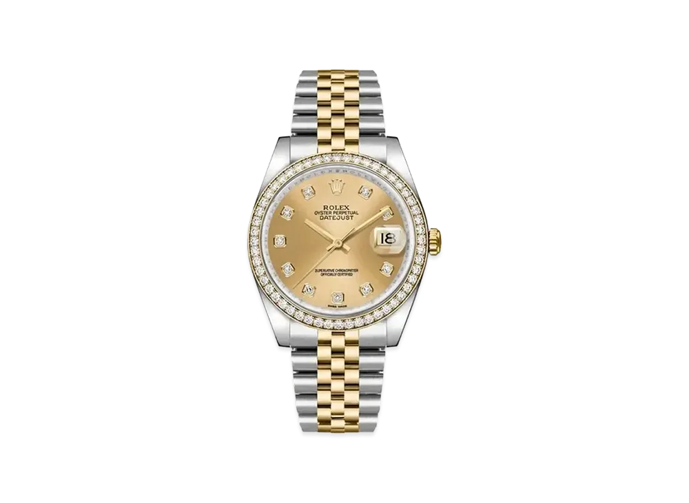 ROLEX Datejust 10P Diamonds "Champagne/Stainless Steel/Yellow Gold"